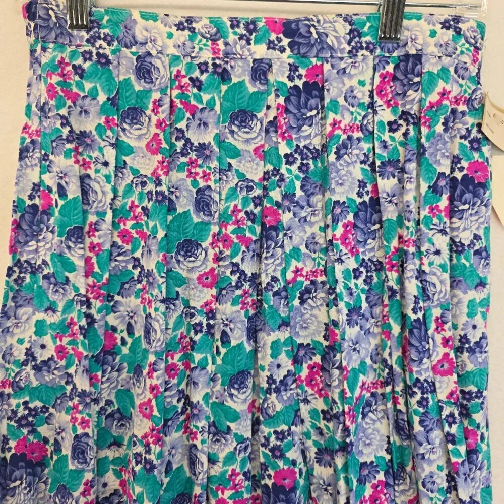 Vintage Lombardi Inc. Floral Maxi Skirt 10 Blue Deadstock Cottagecore Romantic